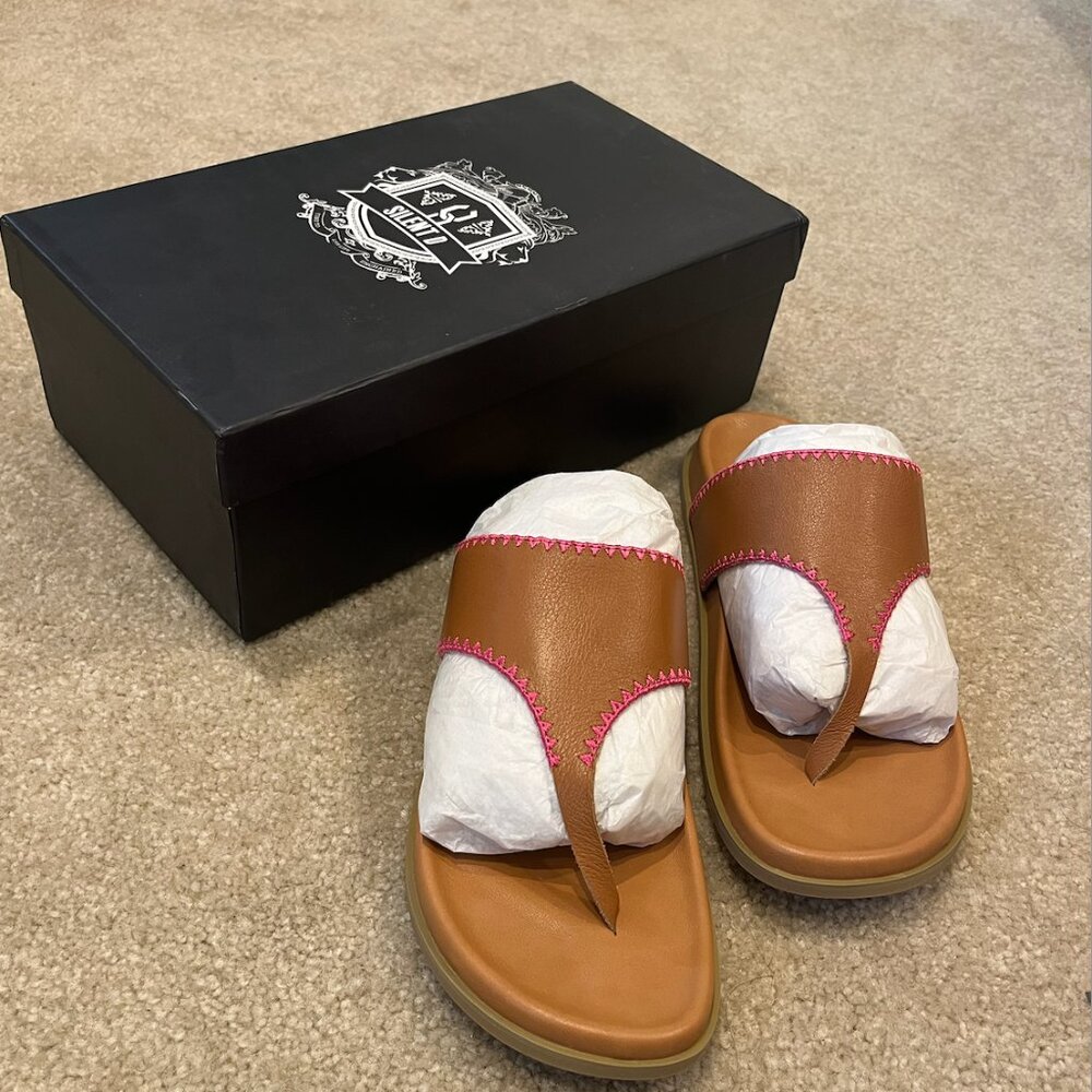 New in Box Anthropologie silent D leather flip flops